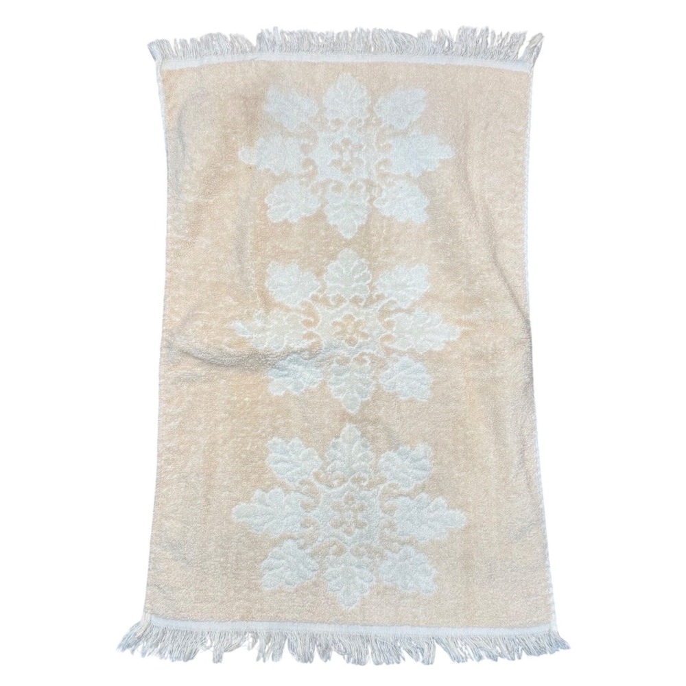 Cannon Royal Family Cotton Hand Towel Fringe Neutral Floral Snowflake Pristine‎